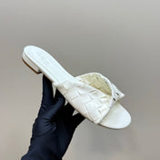 BLINK FLAT MULE IN WHITE INTRECCIATO LEATHER