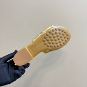 BLINK FLAT MULE IN GOLD INTRECCIATO LEATHER