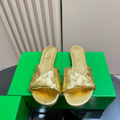BLINK FLAT MULE IN GOLD INTRECCIATO LEATHER