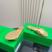 BLINK FLAT MULE IN GOLD INTRECCIATO LEATHER