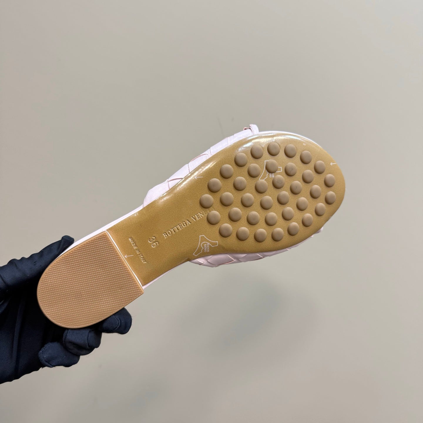 BLINK FLAT MULE IN LIGHT PINK INTRECCIATO LEATHER