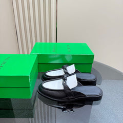 ASTAIRE MULE IN WHITE MIX BLACK CALFSKIN