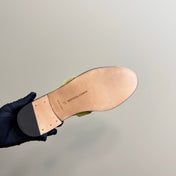 ASTAIRE MULE IN OLIVE GREEN SUEDE WITH GOLD HARDWARE