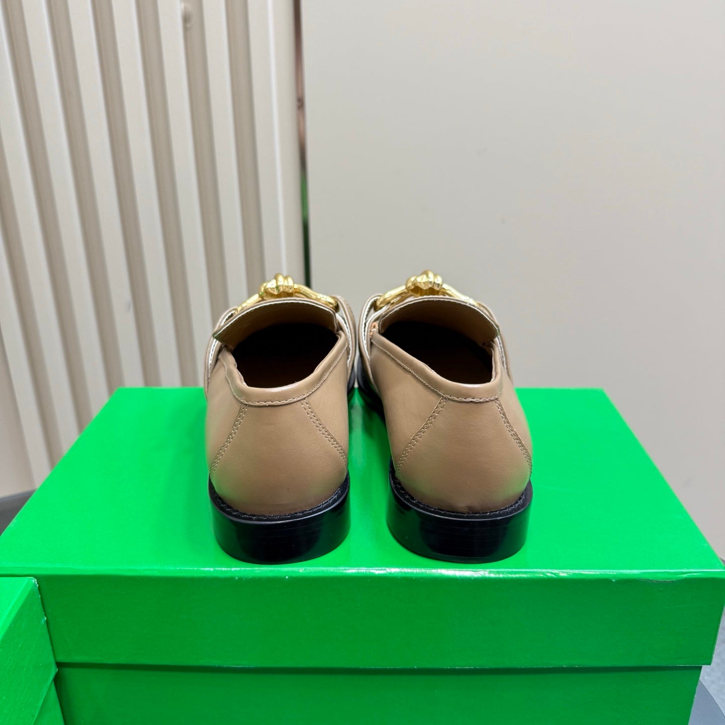 ASTAIRE LOAFER IN LIGHT BROWN CALFSKIN WITH GOLD HARDWARE