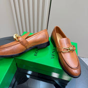 ASTAIRE LOAFER IN CINNAMON BROWN CALFSKIN WITH GOLD HARDWARE