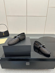 ALAIA MARY JANE FLAT 25S IN BLACK WOVEN MESH