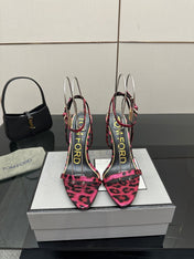 TOM FORD 26S HEELED SANDALS 100 MM IN LEOPARD PRINT CALFSKIN STYLE 5