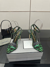 TOM FORD 26S HEELED SANDALS 100 MM IN LEOPARD PRINT CALFSKIN STYLE 2