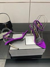 TOM FORD 26S HEELED SANDALS 100 MM IN PURPLE CALFSKIN
