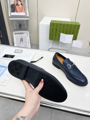 LOAFERS WITH SILVER HARDWARE IN NAVY BLUE GRAINED CALFSKIN