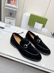 LOAFERS WITH SILVER HARDWARE IN BLACK SUEDE