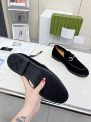 LOAFERS WITH SILVER HARDWARE IN BLACK SUEDE