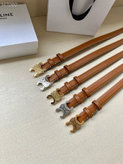 CELINE 25S BELT TRIOMPHE TAURILLON 25MM IN CARAMEL CALFSKIN 557499