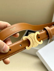 CELINE 25S BELT TRIOMPHE TAURILLON 25MM IN CARAMEL CALFSKIN 557500