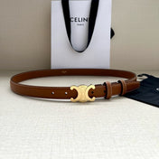 CELINE 25S BELT TRIOMPHE TAURILLON 25MM IN CARAMEL CALFSKIN 557500