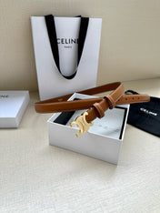 CELINE 25S BELT TRIOMPHE TAURILLON 25MM IN CARAMEL CALFSKIN 557500