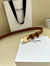 CELINE 25S BELT TRIOMPHE TAURILLON 25MM IN CARAMEL CALFSKIN 557502