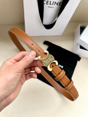 CELINE 25S BELT TRIOMPHE TAURILLON 25MM IN CARAMEL CALFSKIN 557502