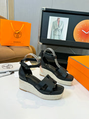 Elda espadrille 80 Black Calfskin