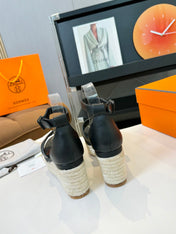 Elda espadrille 80 Black Calfskin