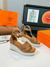 Elda espadrille 80 Light Brown Epsom Calfskin