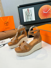 Elda espadrille 80 Light Brown Epsom Calfskin