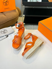 Elda espadrille 80 Orange Epsom Calfskin