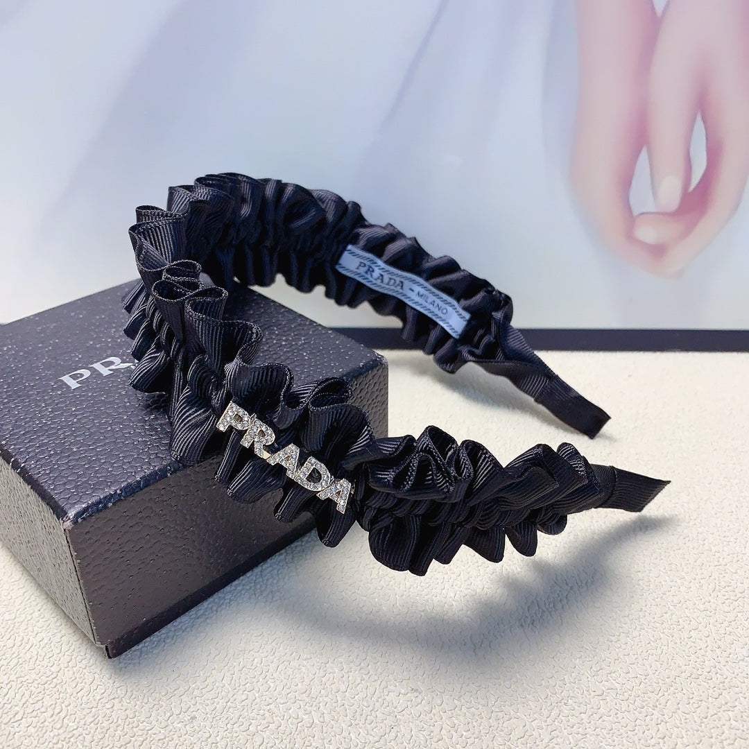 HAIRBAND IN BLACK WRINKLED FABRIC 166995