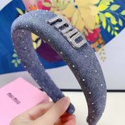 DENIM HEADBAND PIGEON BLUE WITH CRYSTALS 164215