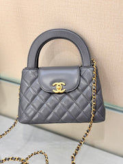 CHANEL 25S KELLY 19 CM IN DARK GREY LAMBSKIN WITH GOLD HARDWARE