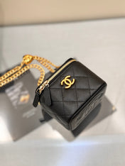 CHANEL 25S MINI VANITY BAG 11 CM IN BLACK LAMBSKIN WITH GOLD HARDWARE