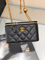 CHANEL 25S MINI VANITY BAG 16 CM IN BLACK LAMBSKIN WITH GOLD HARDWARE