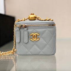 CHANEL 25S MINI VANITY BAG 11 CM IN GREY LAMBSKIN WITH GOLD HARDWARE