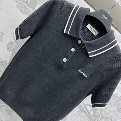 Miu 25 Polo Shirt Black Wool 233471