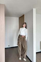 LOEWE BROWN GATHERED-WAIST PANTS