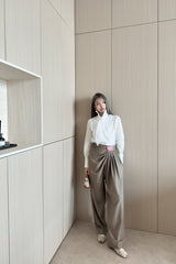 LOEWE BROWN GATHERED-WAIST PANTS