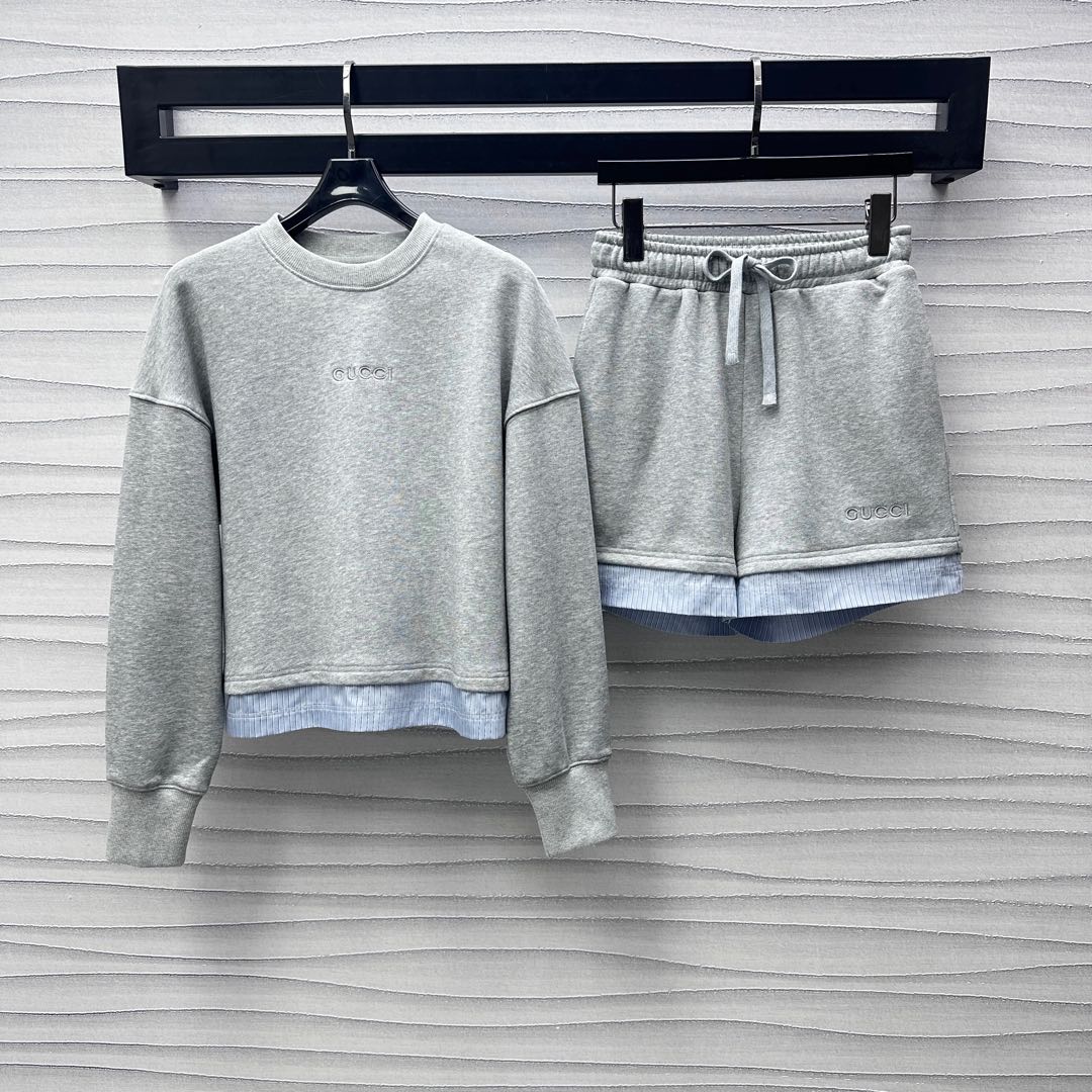 GUCCI SWEATSHIRT AND SHORTS SET IN GREY