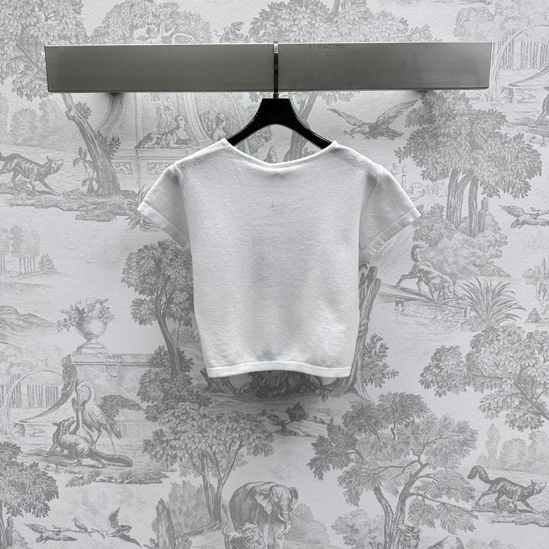 CHANEL SHORT SLEEVE CREW NECK KNIT TOP 263668