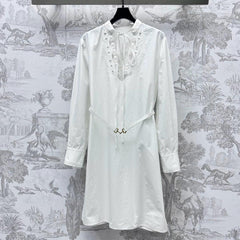 GUCCI 25S EMBROIDERED SHIRT DRESS WITH BELT 264644