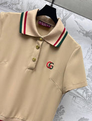 GUCCI 25S SHORT-SLEEVE DRESS IN TWILL SILK 264665