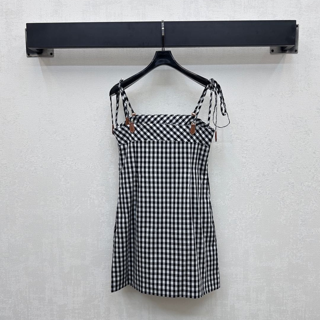 MIU 25S PLAID PINAFORE DRESS 264712