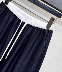 MIU 25S WIDE LEG PANTS WITH DRAWSTRING 264585