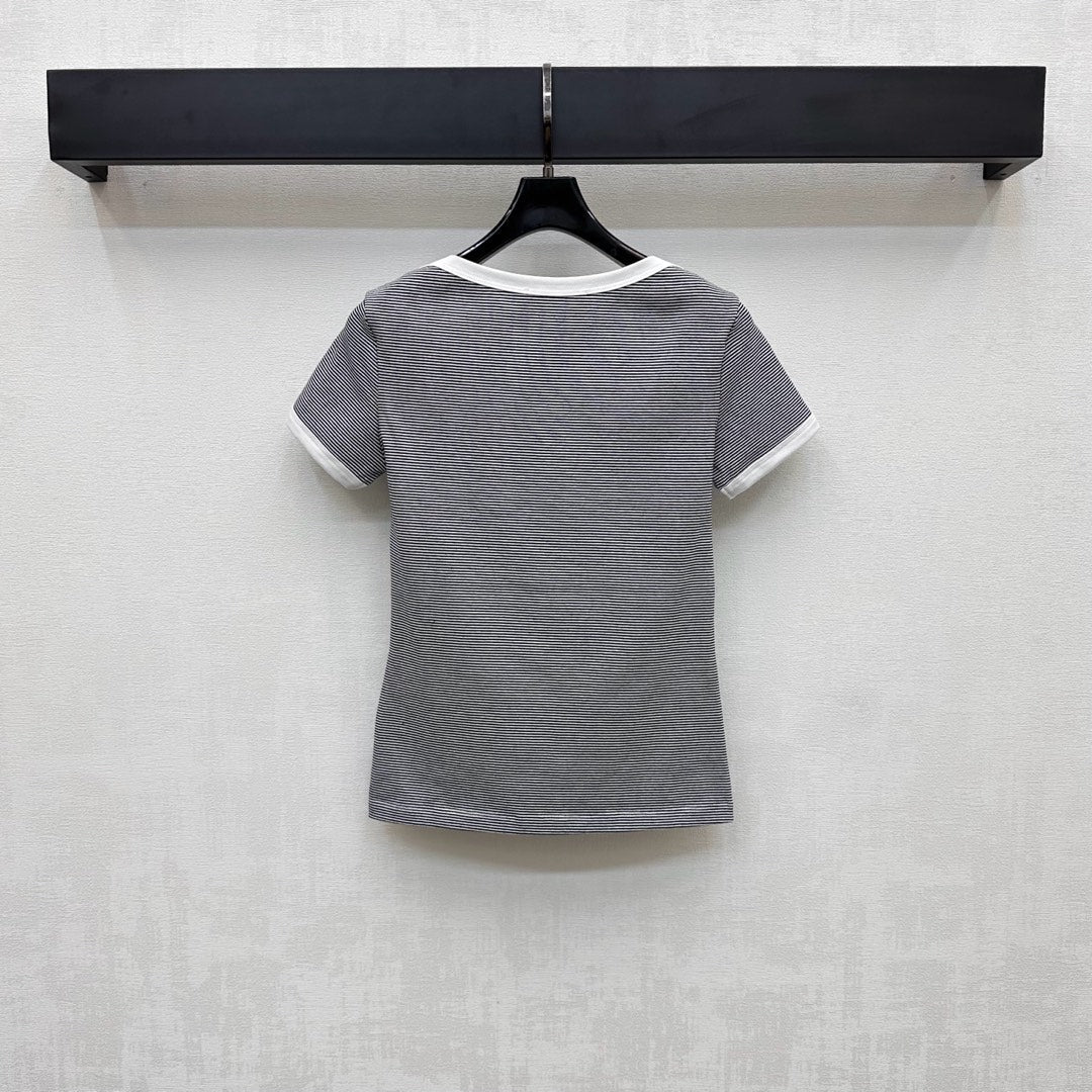 MIUMIU SHORT-SLEEVE STRIPED T-SHIRT 267829