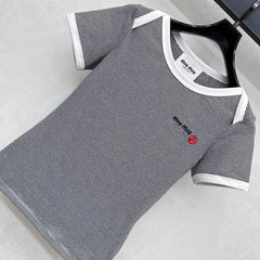 MIUMIU SHORT-SLEEVE STRIPED T-SHIRT 267829