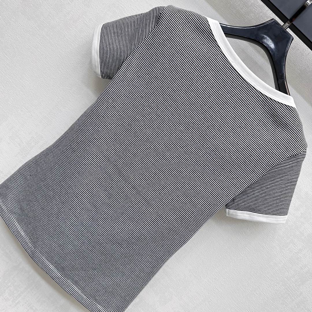 MIUMIU SHORT-SLEEVE STRIPED T-SHIRT 267829