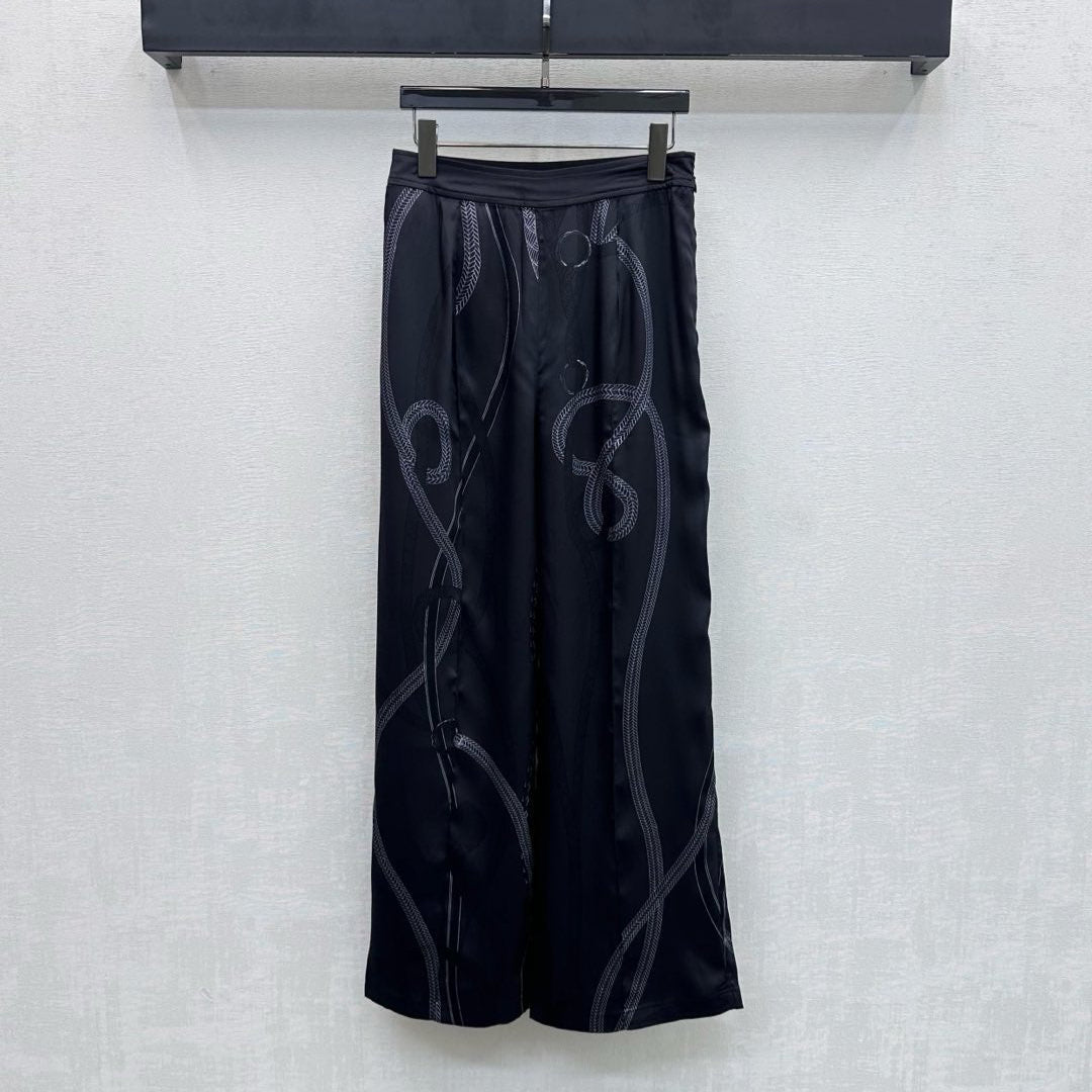 HERMES 26S SILK STRAIGHT LEG PANTS 581