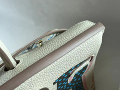 BIRKIN 25 BAG IN WHITE CREAM CALFSKIN WITH COLORFUL STICKER (MADE-TO-ODER)