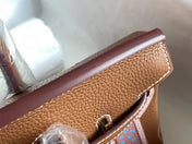BIRKIN 25 BAG IN CHOCOLATE BROWN CALFSKIN WITH COLORFUL STICKER