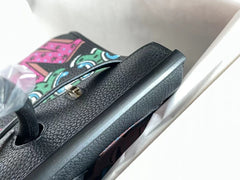 BIRKIN 25 BAG IN BLACK CALFSKIN WITH COLORFUL STICKER (MADE-TO-ODER)