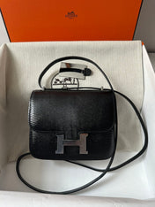 CONSTANCE 18 BLACK LIZARD SILVER HARDWARE